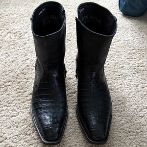 Los Altos Black Real Crocodile Western Boots